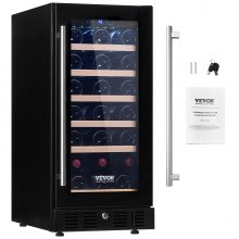 Enfriador de vino VEVOR, capacidad para 30 botellas debajo del mostrador, refrigerador de vino integrado o independiente, enfriador de bebidas con luz LED azul, puerta única, bloqueo para niños para beber cerveza, soda, vino, agua, lista ETL