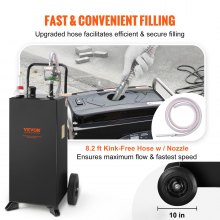 VEVOR Carrito de gas de 30 galones, tanque de almacenamiento de combustible con ruedas, carrito de combustible portátil con bomba de transferencia manual, contenedor de combustible diésel de gasolina para automóviles, cortadoras de césped, vehículos todo terreno, barcos, más, negro