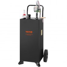 VEVOR Carrito de gas de 30 galones, tanque de almacenamiento de combustible con ruedas, carrito de combustible portátil con bomba de transferencia manual, contenedor de combustible diésel de gasolina para automóviles, cortadoras de césped, vehículos todo terreno, barcos, más, negro