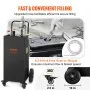 VEVOR - Contenedor de combustible de 30 galones, tanque de almacenamiento de gasolina y 4 ruedas, con bomba de transferencia manual, para autos, cortadoras de césped, vehículos todo terreno, botes y más, color negro