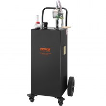 VEVOR Fuel Caddy, 35 galones, tanque de almacenamiento de gas en 4 ruedas, con bomba de transferencia manual, contenedor de combustible diésel de gasolina para coches, cortadoras de césped, vehículos todo terreno, barcos, más, negro