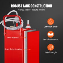 VEVOR Carrito de Combustible, 35 Galones, Tanque de Almacenamiento de Gas en 4 Ruedas, con Bomba de Transferencia Manuel, Contenedor de Combustible Diesel de Gasolina para Automóviles, Cortacésped, ATV, Barcos, Más, Rojo