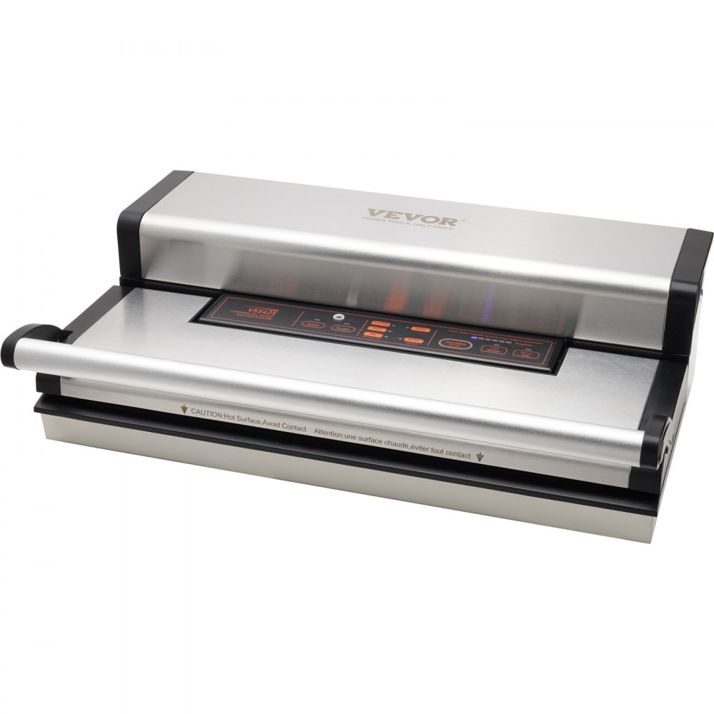 Máquina selladora al vacío VEVOR, 95 Kpa 350 W Potente bomba doble y sellado doble, almacenamiento de alimentos secos y húmedos, sistema de sellado de aire automático y manual con cortador incorporado, con bolsa de sellado y manguera externa
