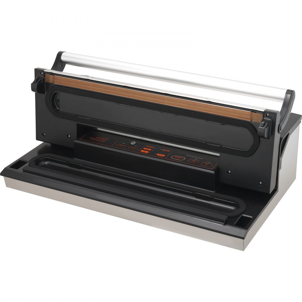 Máquina selladora al vacío VEVOR, 95 Kpa 350 W Potente bomba doble y sellado doble, almacenamiento de alimentos secos y húmedos, sistema de sellado de aire automático y manual con cortador incorporado, con bolsa de sellado y manguera externa
