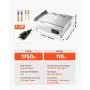 Plancha eléctrica comercial VEVOR, 1750 W, control de temperatura ajustable de 50 a 300 °C, plancha de sobremesa de acero inoxidable con 2 espátulas, 2 cepillos y 4 almohadillas para las patas, para filetes y tortitas.