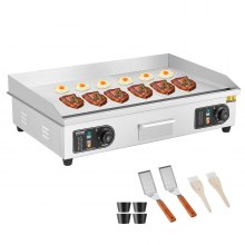 VEVOR Plancha eléctrica comercial 2800W Encimera Parrilla superior semiplana 122 ℉-572 ℉