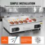 VEVOR - Plancha eléctrica comercial, 2800 W, parrilla de encimera plana, temperatura ajustable de 122 ℉ a 572 ℉, 28,74 x 15,75 x 0,39 pulgadas, plancha de acero inoxidable con 2 palas y 2 cepillos para el hogar o el restaurante
