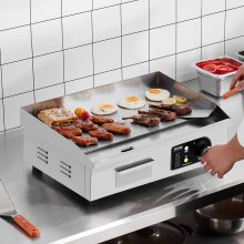 VEVOR Plancha eléctrica comercial 3200 W Parrilla superior plana para encimera 122 ℉-572 ℉