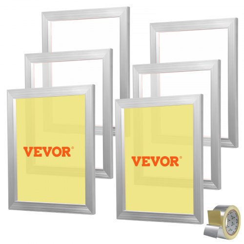 VEVOR Kit de serigrafía, 6 piezas de marcos de serigrafía de aluminio, marco de serigrafía de 16 x 20 pulgadas con malla de 110 unidades, malla de nailon de alta tensión y cinta selladora para camiset