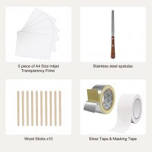 VEVOR Kit de serigrafía, 2 marcos de serigrafía de aluminio de 8 x 10/10 x 14 pulgadas, malla de 110 unidades, 2 cintas y escurridores de serigrafía y películas de transparencia para camisetas, impresión de bricolaje