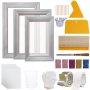 VEVOR Screen Printing Kit, 3 PCS Aluminum Silk Screen Printing Frames, 5 Glitters and Screen Printing Squeegees and Transparency Films, 6x10/8x12/10x14inch 110 Count Mesh,  for DIY T-shirts Printing