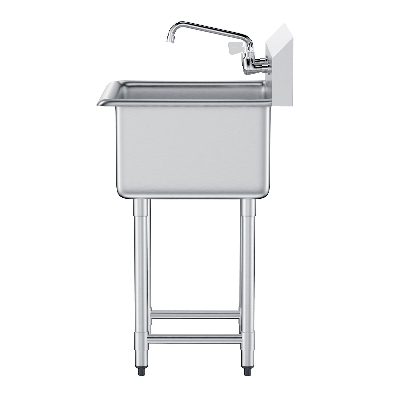 VEVOR Fregadero de preparación y uso de acero inoxidable, fregadero pequeño independiente de 1 compartimento que incluye grifo y patas, fregaderos comerciales de un solo tazón de 21"x41" para garaje,