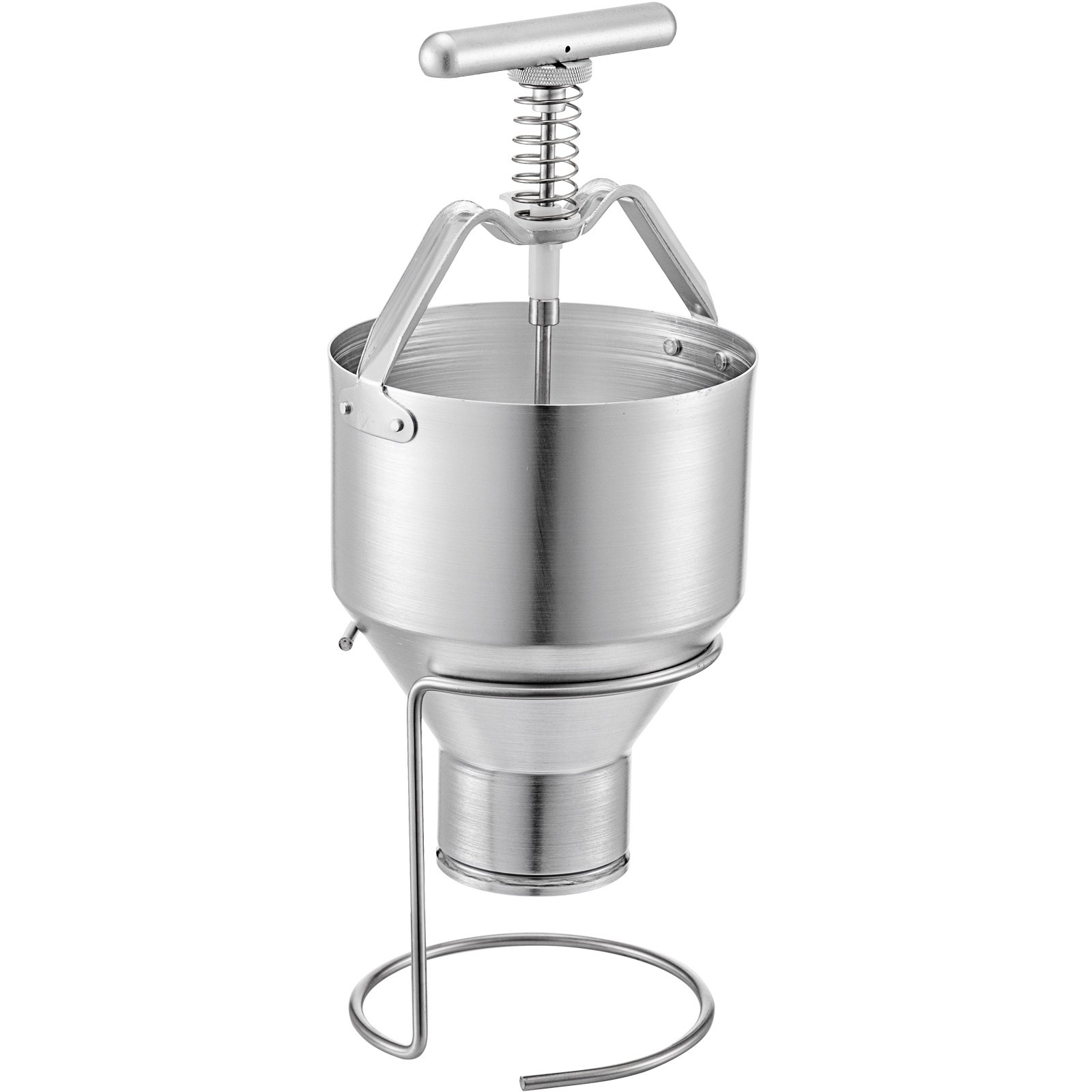 Depositador de donuts VEVOR fabricado en acero inoxidable con asa y soporte con resorte.