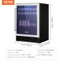 VEVOR Refrigerador de bebidas de 24 pulgadas, 154 latas debajo del mostrador, refrigerador de cerveza incorporado o independiente, luz LED azul, bloqueo para niños, estantes ajustables, ETL