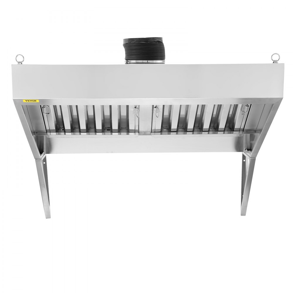 VEVOR Campana extractora comercial, capó de camión de alimentos de 5 pies, capó de remolque de concesión de acero inoxidable 201 con 2 mallas de filtro de aceite de rejilla desmontables en forma de U, campana de ventilación resistente a la oxidación para cocina restaurante
