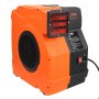 Soplador inflable VEVOR naranja y negro con cable de alimentación e interruptores de control.