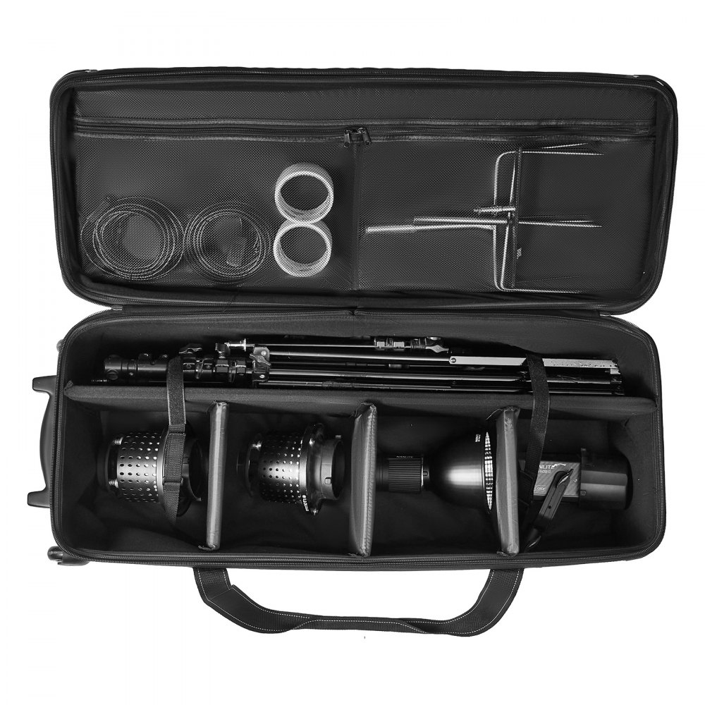 Maletín con ruedas VEVOR para equipo de estudio (100 x 38 x 32 cm), con ruedas y compartimento acolchado para cámaras, ideal para soportes de iluminación, trípodes y telescopios.