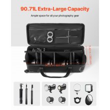 Estuche con ruedas para equipo de estudio, 39,37 x 14,96 x 12,60 pulgadas, bolsa de transporte para cámara con ruedas