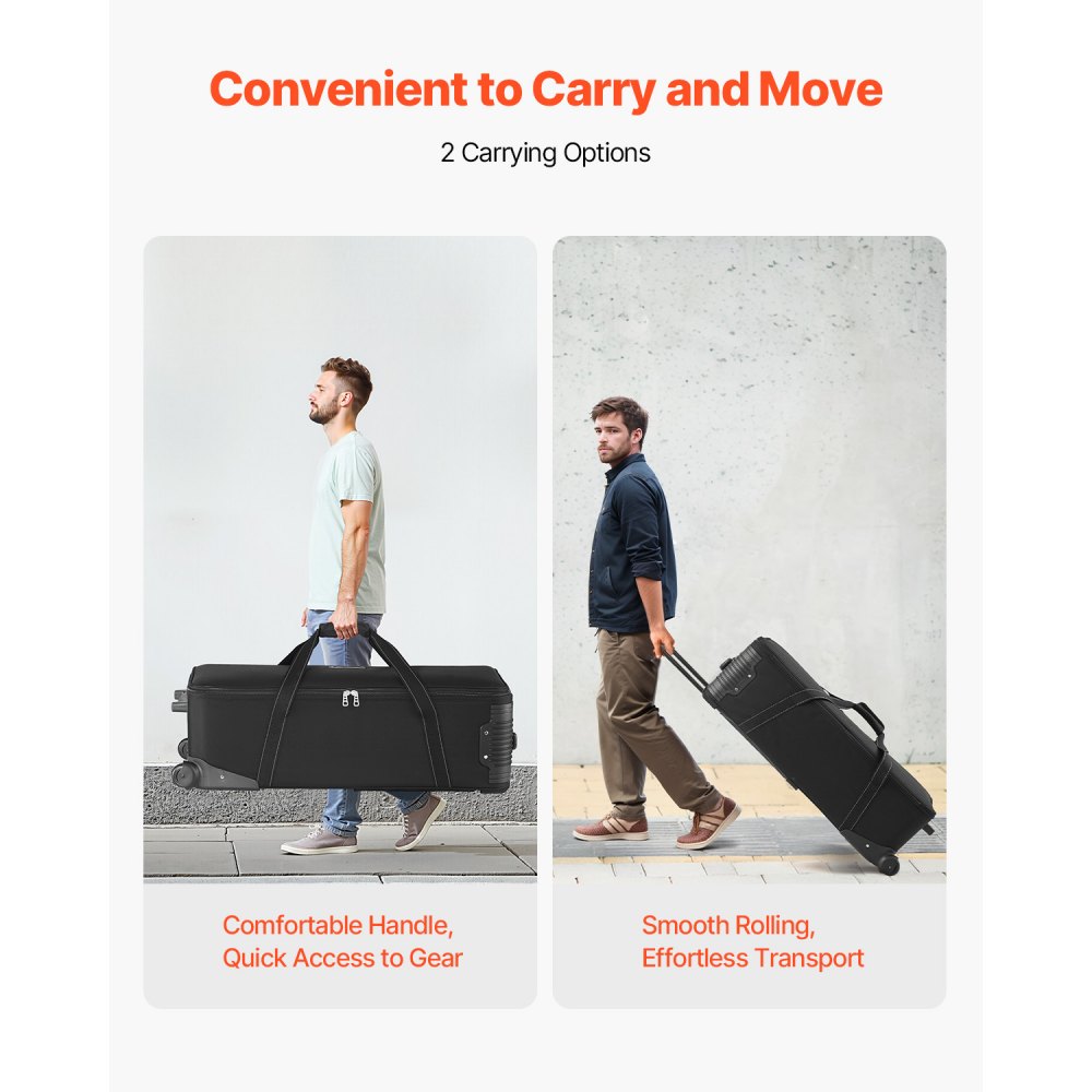 Maletín con ruedas VEVOR para equipo de estudio (91 x 30 x 35,5 cm), con ruedas y compartimento acolchado para cámaras, ideal para soportes de iluminación, trípodes y telescopios.