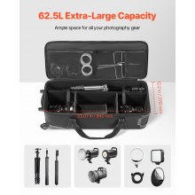 Estuche con ruedas para equipo de estudio de 35,83 x 11,81 x 14 pulgadas Bolsa de transporte con ruedas para cámara
