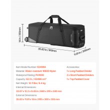 Estuche con ruedas para equipo de estudio de 35,83 x 11,81 x 14 pulgadas Bolsa de transporte con ruedas para cámara