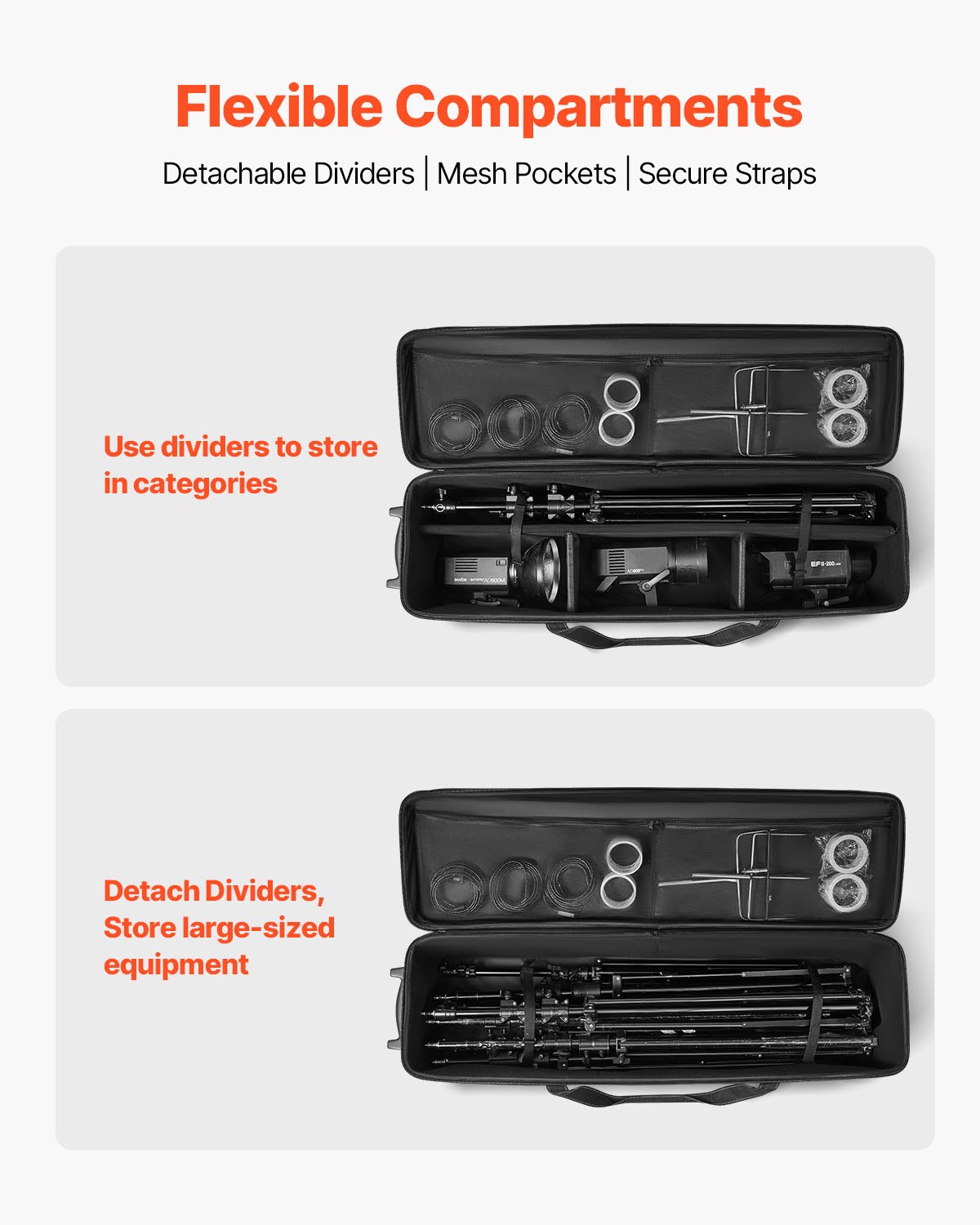 Estuche con ruedas para equipo de estudio, 51,57 x 14,37 x 14,96 pulgadas, bolsa de transporte con ruedas para cámara