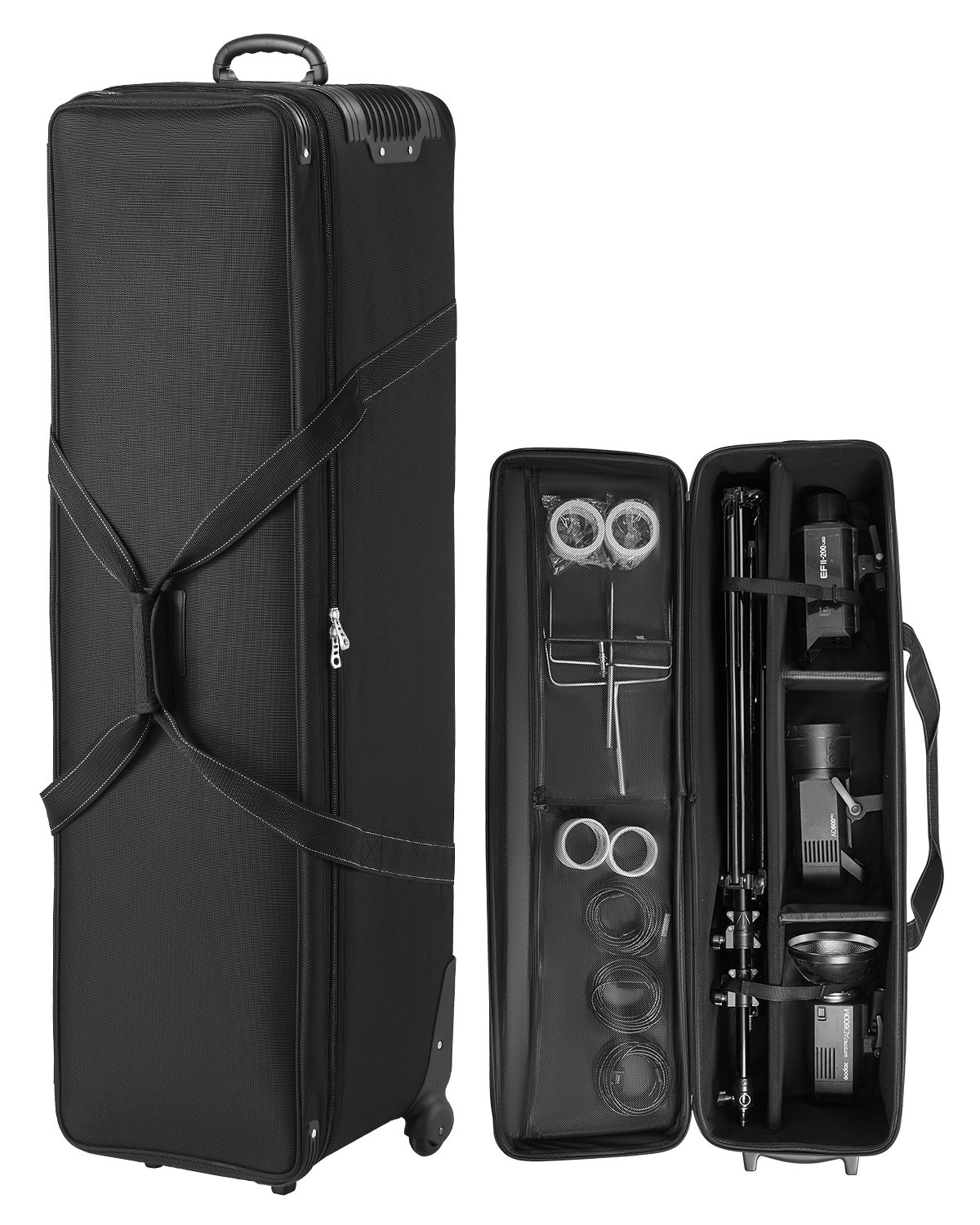 Estuche con ruedas para equipo de estudio, 51,57 x 14,37 x 14,96 pulgadas, bolsa de transporte con ruedas para cámara