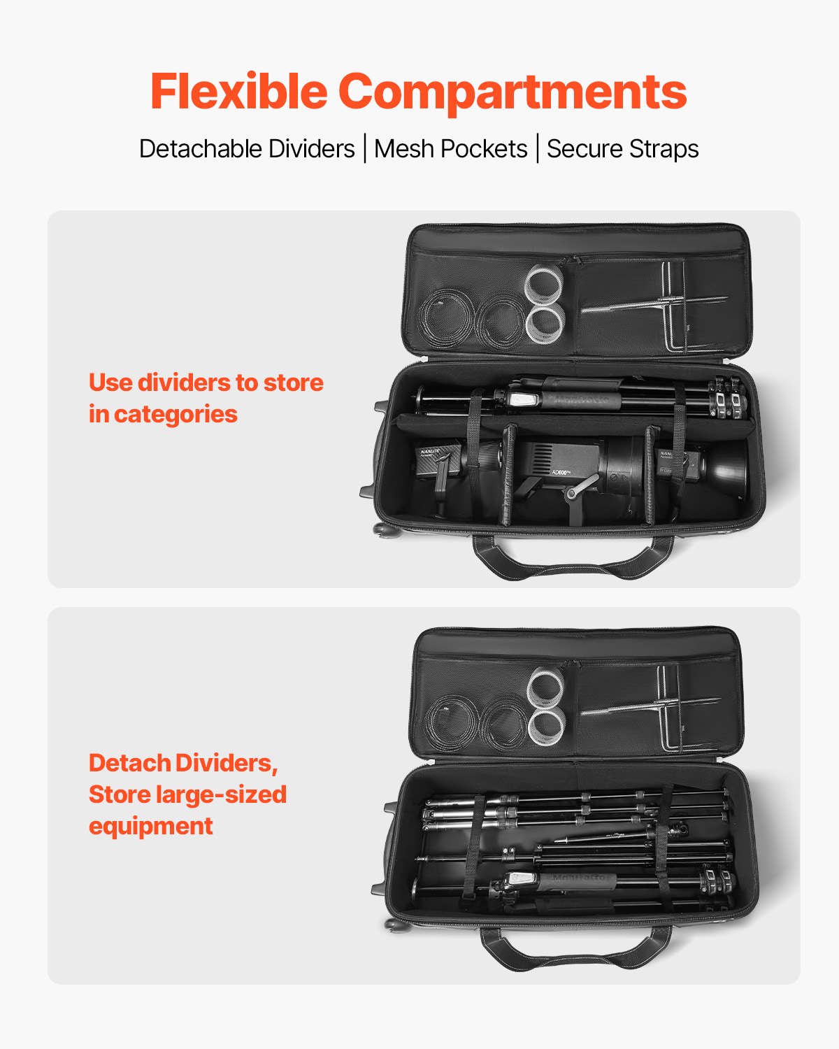 Estuche con ruedas para equipo de estudio, 46,46 x 14,57 x 11,81 pulgadas, bolsa de transporte para cámara con ruedas