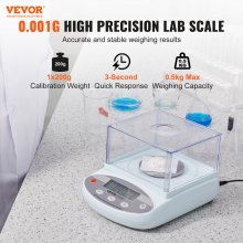 Balanza analítica de laboratorio VEVOR, 500 g x 0,001 g, 13 unidades, con pantalla LCD