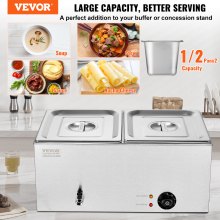 Calentador de alimentos eléctrico comercial VEVOR, 2 sartenes, encimera, buffet, 18 qt, baño maría