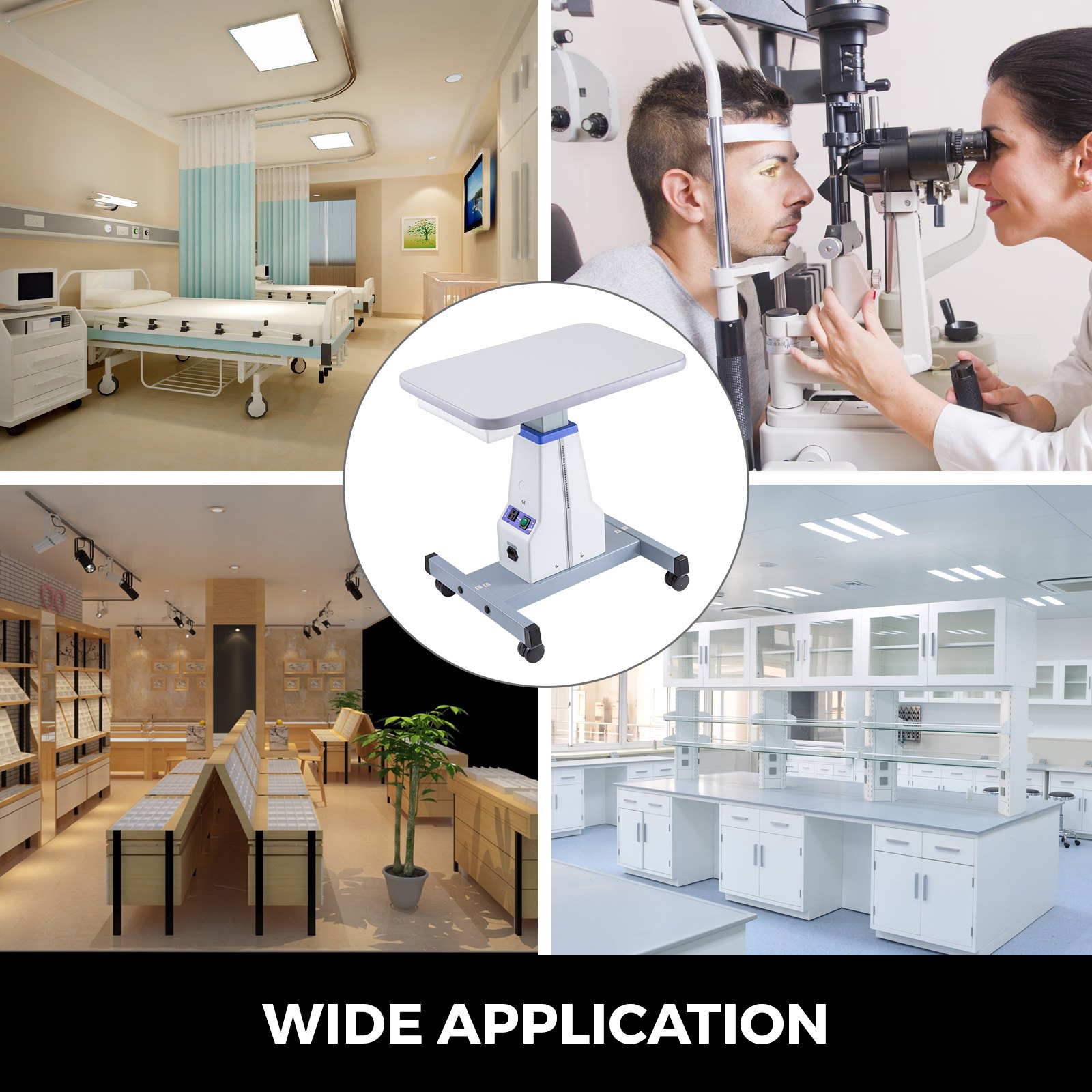 Mesa de instrumentos motorizada VEVOR, carrito médico profesional, carrito dental, mesa de trabajo de instrumentos motorizados de anteojos ópticos ajustables para 2 instrumentos (D16 18.9" x 15.7")