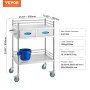 VEVOR Carro de servicio de laboratorio, carro rodante utilitario de acero inoxidable de 2 capas, carro médico con dos cajones, carro utilitario dental con ruedas bloqueables y un cubo, para laboratorio, hospital, uso dental