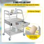 VEVOR - Carrito multiusos con ruedas, carrito comercial con ruedas para laboratorio dental, con 3 estantes de acero inoxidable (3 estantes/1 cajón)