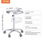 Carro médico VEVOR, carro de salón con ruedas, carrito móvil de 68 a 108 cm de altura ajustable, estaciones de metal para peluquería, carro de laboratorio de escritorio con ruedas para clínicas, salones de belleza y salones de belleza.