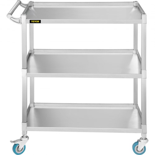 Carro utilitario de laboratorio VEVOR, carro de laboratorio rodante con capacidad de peso de 500 libras, carro de laboratorio móvil de 3 estantes, carro de laboratorio con estructura de acero inoxidable resistente, ruedas giratorias silenciosas de 360° con freno de pie, para salón de laboratorio clínico