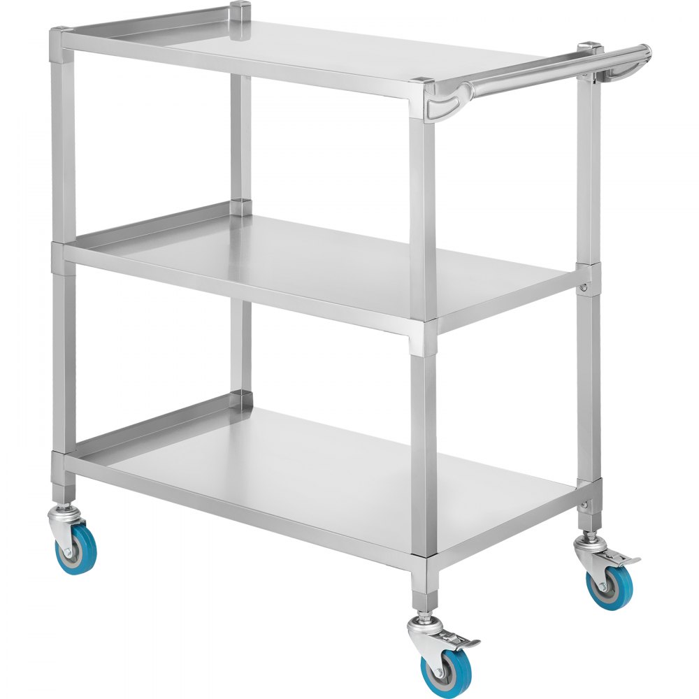Carro utilitario de laboratorio VEVOR, carro de laboratorio rodante con capacidad de peso de 500 libras, carro de laboratorio móvil de 3 estantes, carro de laboratorio con estructura de acero inoxidable resistente, ruedas giratorias silenciosas de 360° con freno de pie, para salón de laboratorio clínico