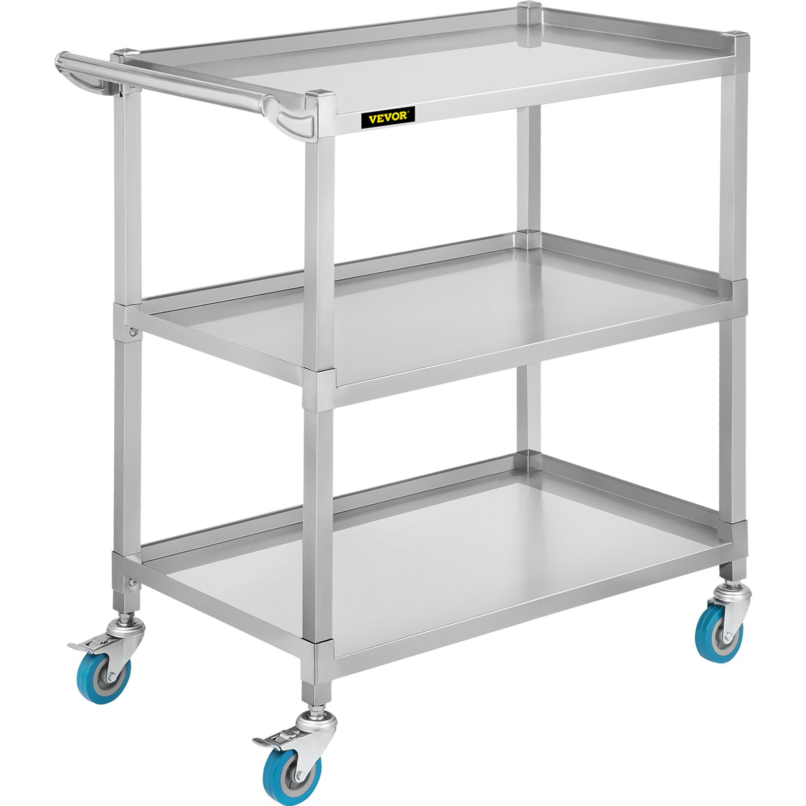 Carro utilitario de laboratorio VEVOR, carro de laboratorio rodante con capacidad de peso de 500 libras, carro de laboratorio móvil de 3 estantes, carro de laboratorio con estructura de acero inoxidable resistente, ruedas giratorias silenciosas de 360° con freno de pie, para salón de laboratorio clínico