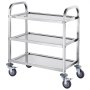 VEVOR Stainless Steel Cart, 3 Layers Lab Utility Cart 220 lbs Weight Capacity, Medical Cart with Lockable Universal Wheels, for Lab, Clinic, Kitchen, Salon