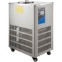 Enfriador de laboratorio VEVOR plateado con pantalla digital y rejillas de ventilación, montado sobre ruedas.