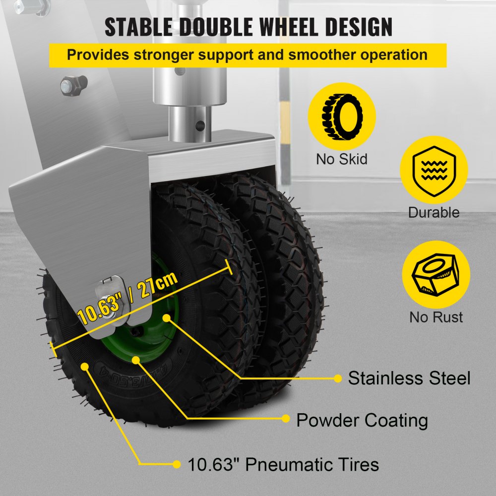 VEVOR Plataforma para Remolque Manual, Capacidad de Remolque de 10000 Libras, con Bola de 2,1 Pulgadas y Ruedas de 10,63 Pulgadas, Altura Ajustable, Resistente, para Automóviles, Vehículos Recreativos