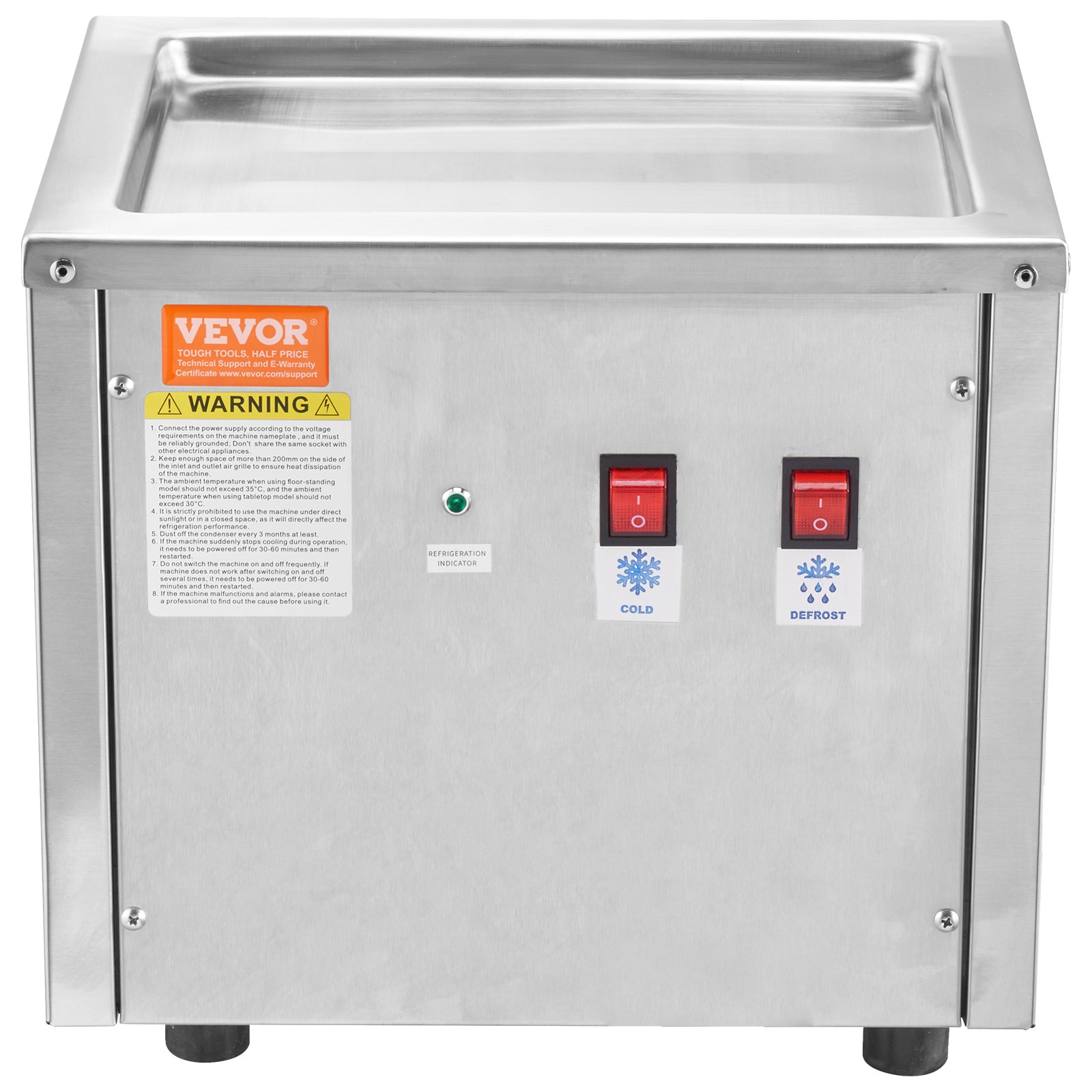 VEVOR Máquina para hacer rollos de helado frito, sartén para helado salteado de 11" x 9,5", máquina para hacer helados enrollados de acero inoxidable con compresor y 2 raspadores, para hacer helado, yogur congelado, rollos de helado