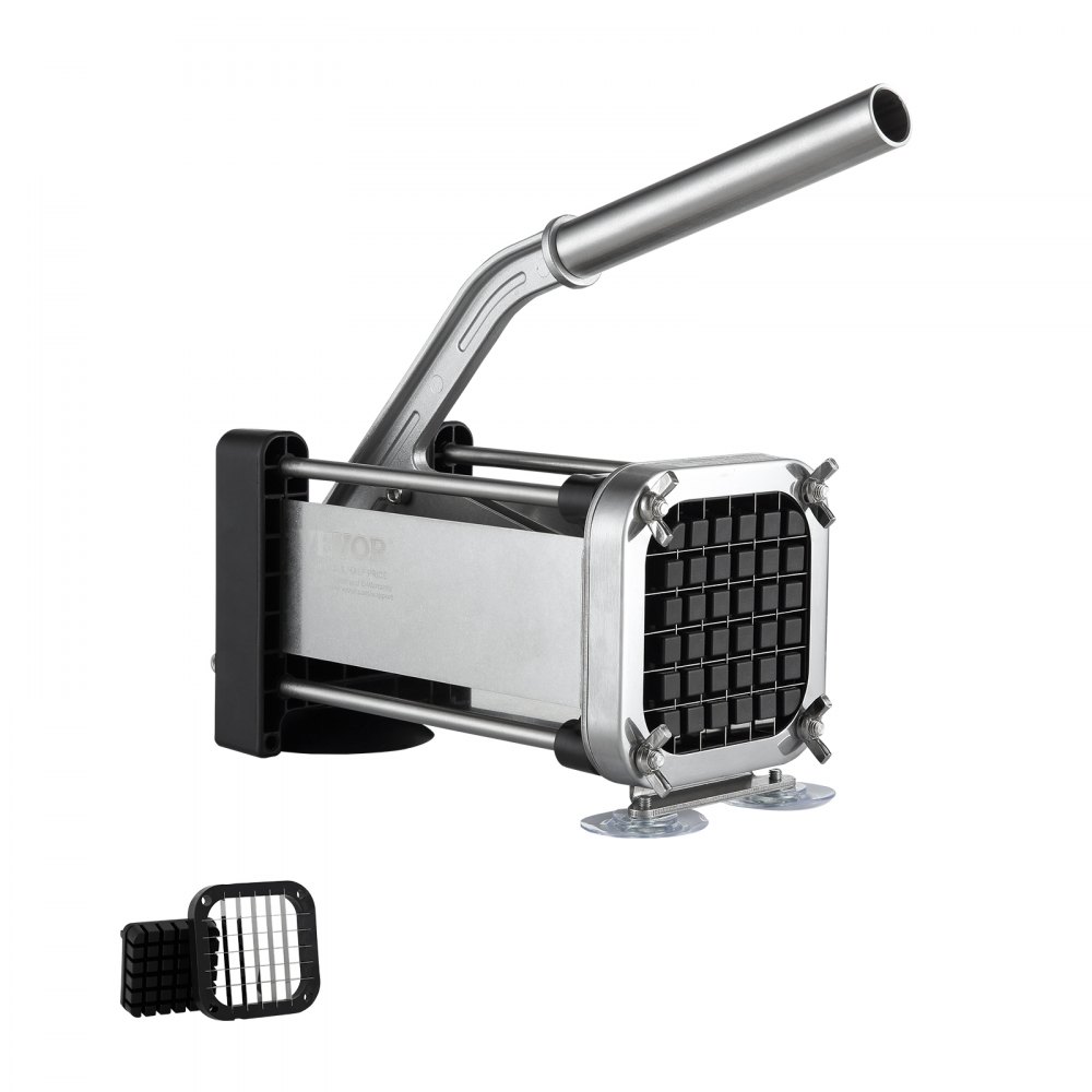 Cortador de papas fritas VEVOR, cortador de papas con cuchilla de acero inoxidable de 1/2 pulgada, cortador manual de papas con ventosas, ideal para papas, papas fritas, pepinos, verduras y zanahorias.