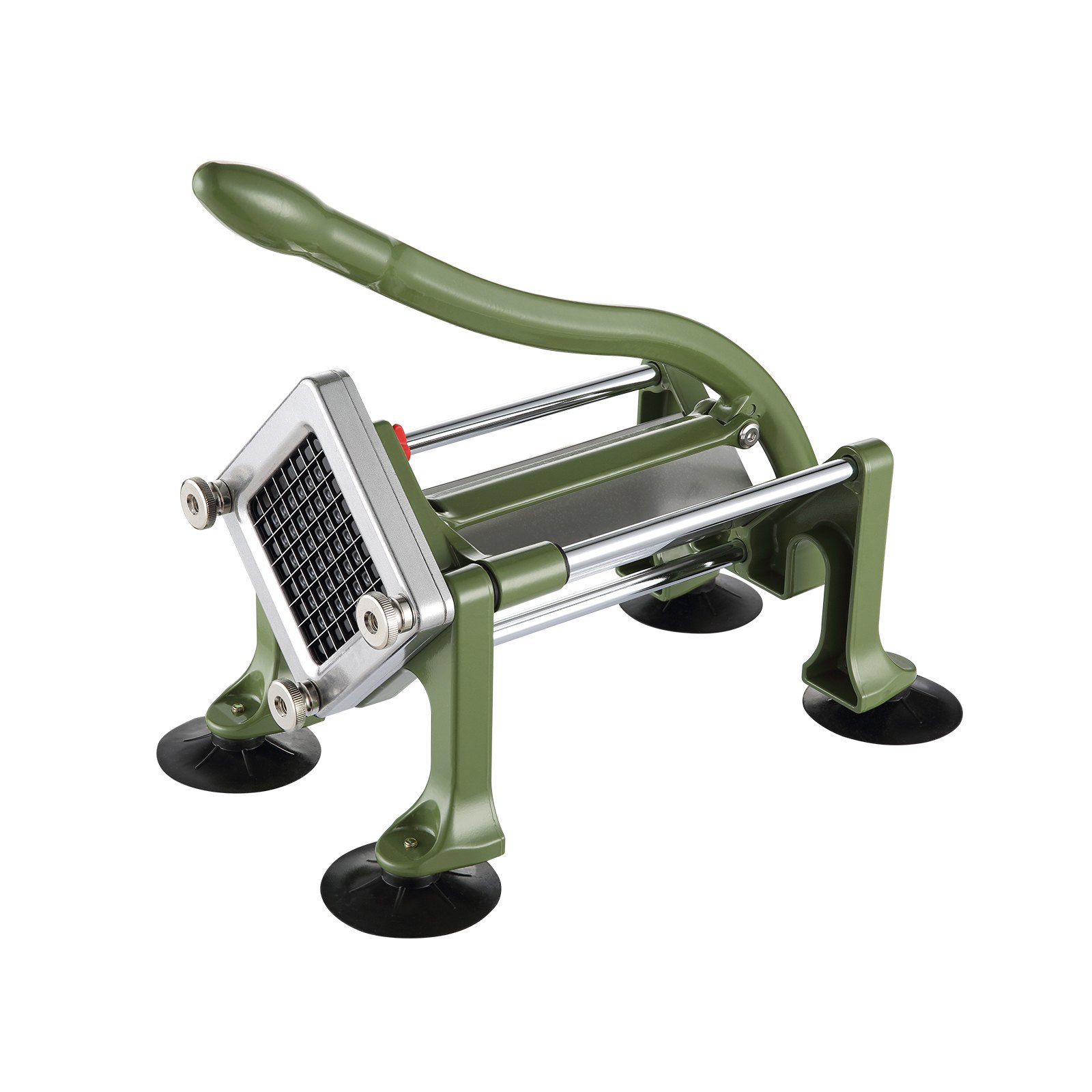 Cortador de papas fritas VEVOR, rebanador de papas con cuchillas de acero inoxidable de 1/2", 3/8" y 1/4", cortador manual de papas con ventosas, ideal para papas, papas fritas, pepinos, verduras y zanahorias.