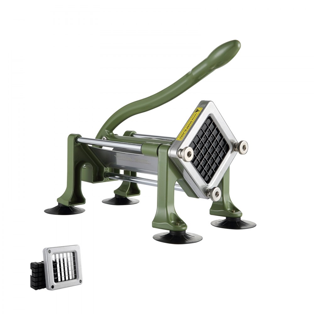 Cortador de papas fritas VEVOR, cortador de papas con cuchilla de acero inoxidable de 1/2 pulgada, cortador manual de papas con ventosas, ideal para papas, papas fritas, pepinos, verduras y zanahorias.
