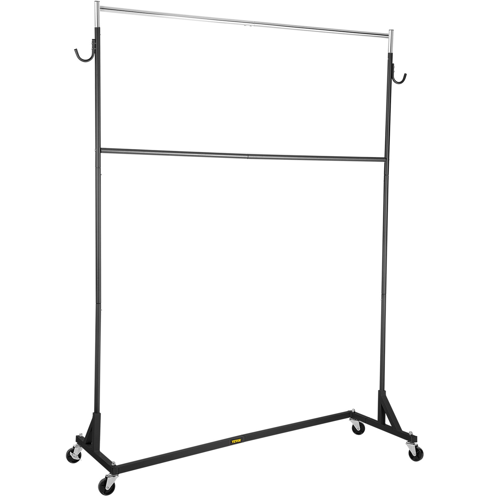 VEVOR Perchero Burro para Ropa en Z 2 Carril Perchero con Ruedas 159x215cm Negro