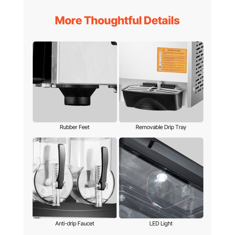 Máquina de granizados comercial VEVOR, 12Lx2, tanque doble, 96 tazas, de acero inoxidable, para hacer batidos, margaritas y bebidas congeladas, ideal para fiestas en casa, restaurantes, cafeterías y bares.