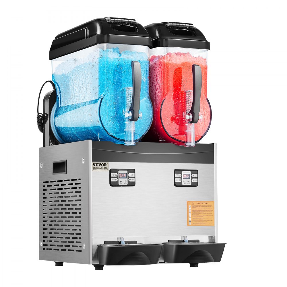 Máquina de granizados comercial VEVOR, 12Lx2, tanque doble, 96 tazas, de acero inoxidable, para hacer batidos, margaritas y bebidas congeladas, ideal para fiestas en casa, restaurantes, cafeterías y bares.