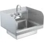 VEVOR Fregadero de mano comercial con grifo y salpicadura lateral, fregadero de acero inoxidable para lavado, fregadero pequeño para lavar a mano, lavabo de pared para restaurante, cocina, bar, ga