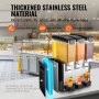 Dispensador de bebidas comercial VEVOR, 3 tanques de 10 L (10,6 cuartos de galón por tanque), dispensador de jugo, máquina de té helado de acero inoxidable de 440 W con temperatura de enfriamiento de 7,2 a 12 °C, para bebidas frías en restaurantes, bares y fiestas.