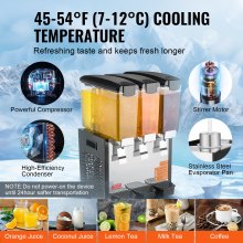 Dispensador de bebidas comerciales VEVOR, 10 l x 3 tanques, dispensador de bebidas frías, jugos y hielo